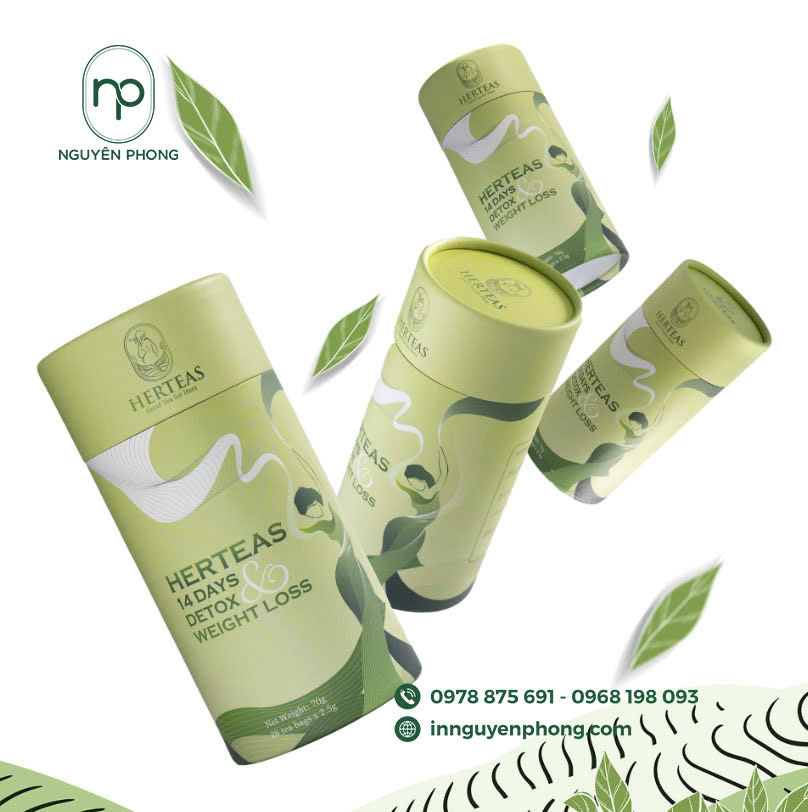 Mẫu hộp trụ tròn đựng trà cao cấp